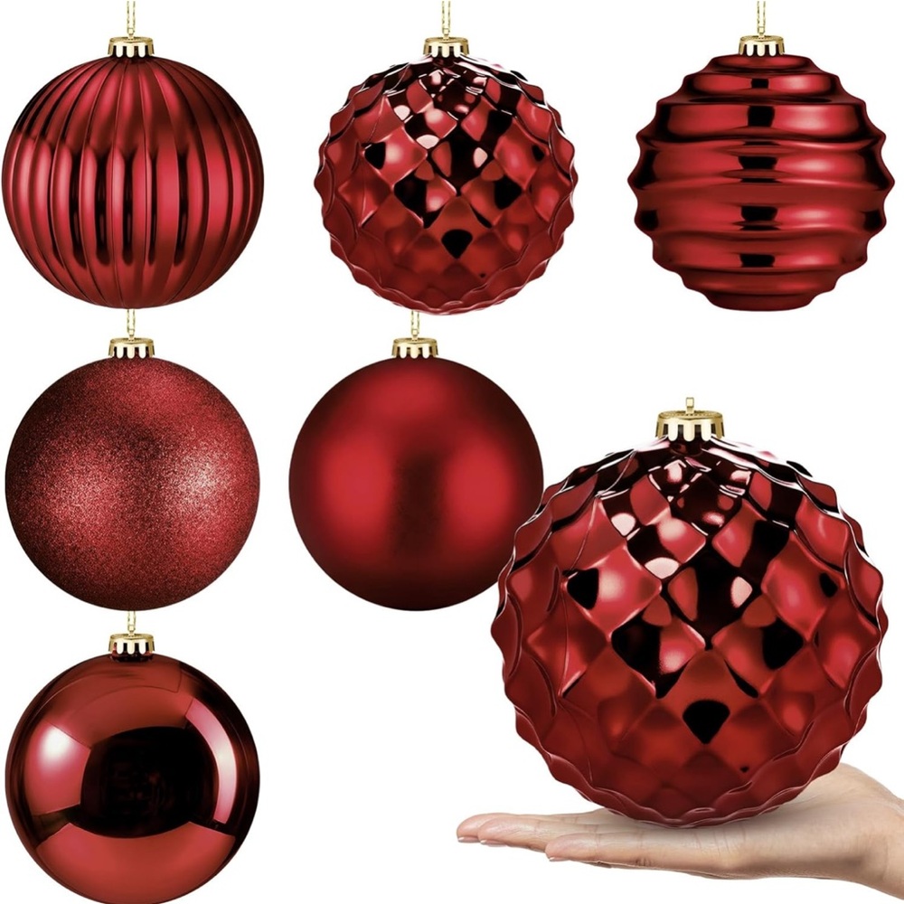 6 Pcs Extra Large 6 Inch Christmas Balls Ornaments Shatterproof Lightweight - Picture 7 of 7
